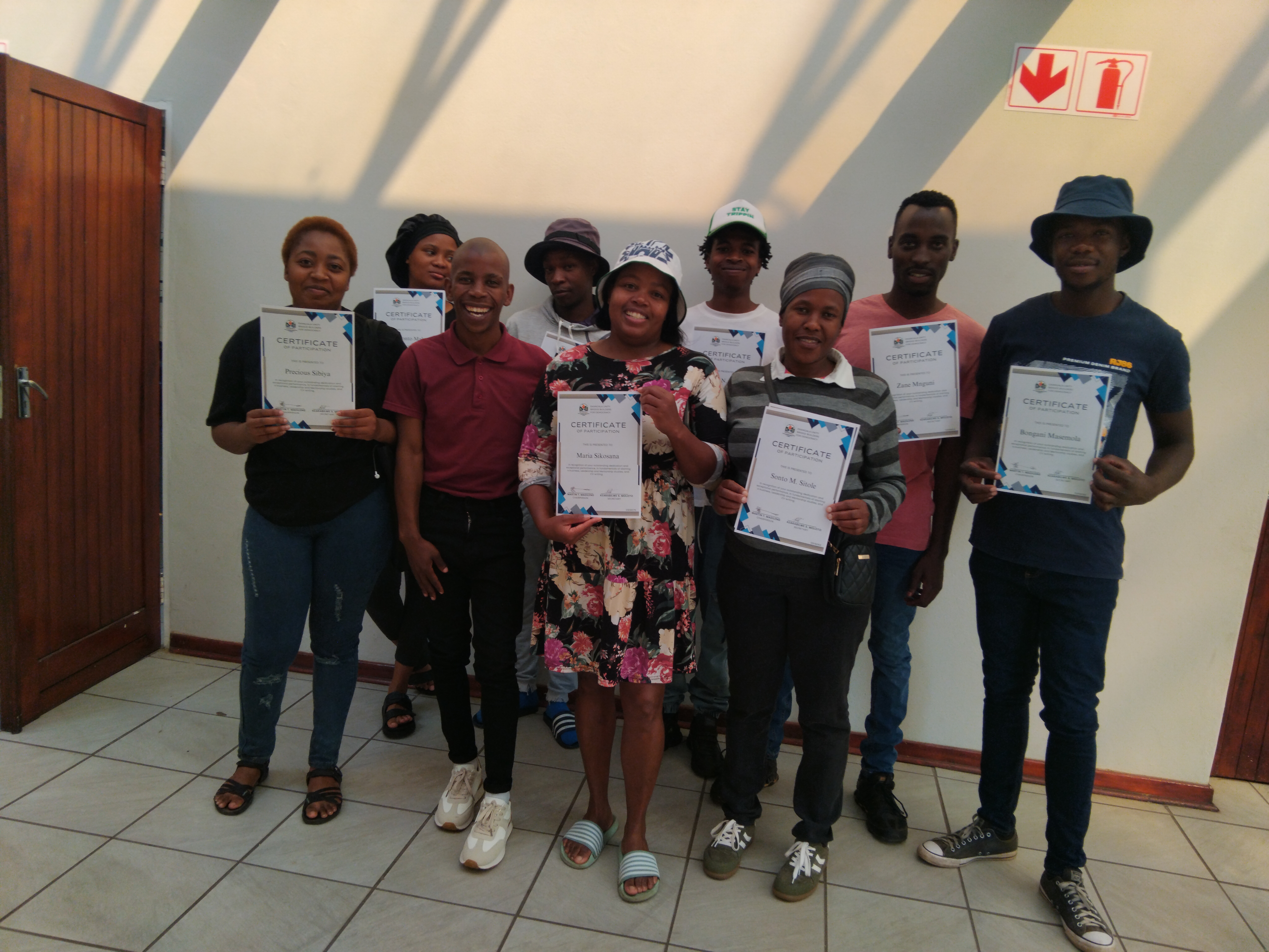 Zithobeni Skills Training graduates at SAUBBD workshop